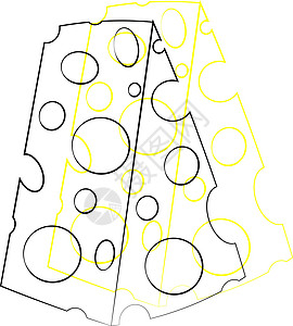 单一元素的奶酪 绘制插图黑色和黄色图片
