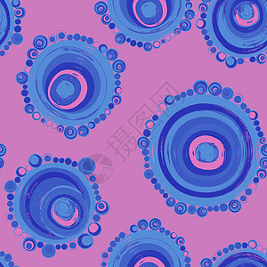 几何无缝图案 纹理与不同尺寸颜色完美接触的嵌套圆圈 重复图案与圆点填充 用于纺织品 包装纸 横幅 别针上的 Azure图片