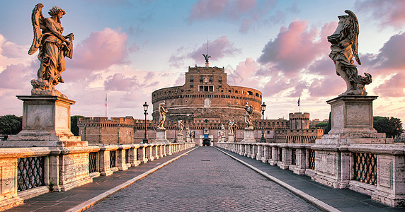 圣天使城堡在意大利罗马罗马的Castel SantAngelo 在日出时无人居住的历史纪念碑文化风格大理石历史性建筑遗产古物寺庙图片