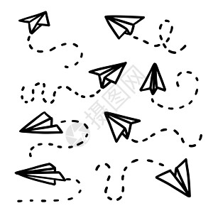 纸飞机涂鸦 简单的纸飞机 矢量船踪迹 手绘它制作图案图片