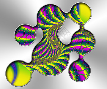 创意分形艺术品与银饰相结合的 3D 插图装饰背景装饰品视觉艺术推介会风格抛光展示效果图片