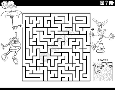 与小丑着色书 pag 的迷宫游戏图片