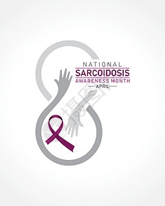 每年 4 月观察到的全国结节病宣传月的病媒说明药品活动皮疹插图横幅紫色淋巴瘤癌症丝带图片图片
