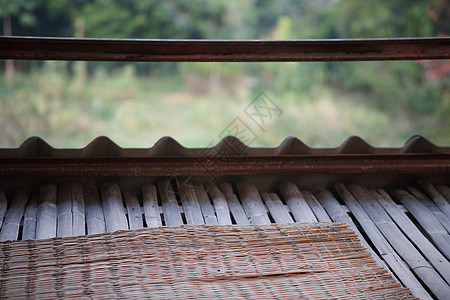 竹地板和有自然背景的垫子竹子房子地面休息图片