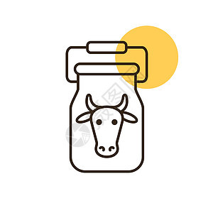罐装牛奶矢量平面 ico 的容器瓶子农业食物农场液体饮料产品金属奶牛插图背景图片