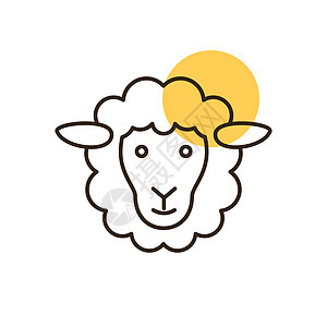 羊矢量平面图标 动物头标志内存羊毛哺乳动物宠物农业家畜农场插图野生动物母羊图片