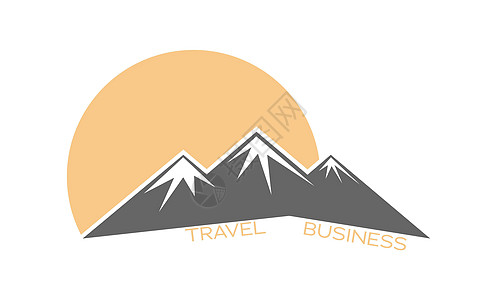 山和太阳 在白色背景上隔离的标志或贴纸的矢量模板生态游客气候假期标识名片日出手绘天气草图图片