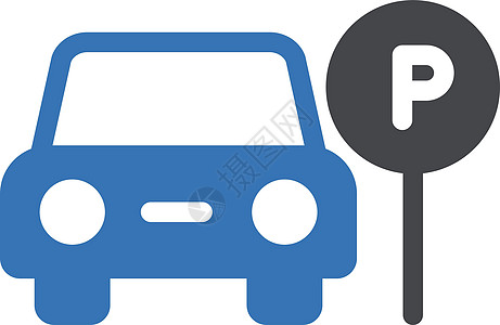 泊车交通运输公园白色街道木板标签插图路标蓝色背景图片