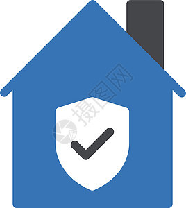 房子的盾牌白色安全网络保险警卫插图标识蓝色财产图片