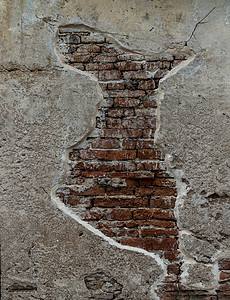 开裂的混凝土复古砖墙背景砂浆遗产建筑学古董损害乡村裂缝红砖废墟历史图片