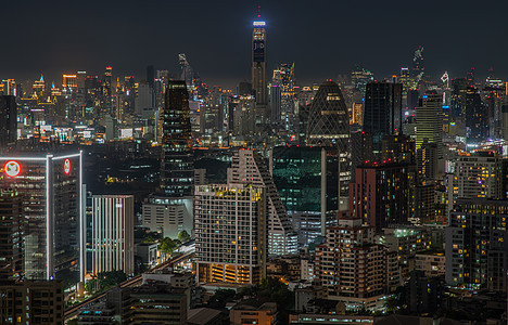 曼谷市中心城市风景与夜里摩天大楼 让这座城市拥有现代风格阳光首都场景地平线建筑景观建筑学鸟瞰图街道天空图片