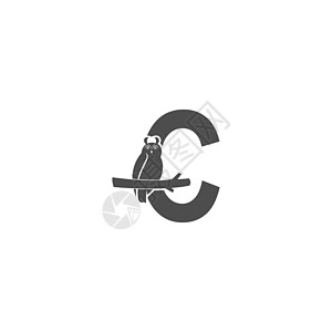 字母 C 标志图标与猫头鹰图标设计 vecto图片