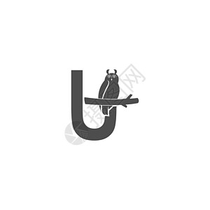 字母 U 标志图标与猫头鹰图标设计 vecto图片
