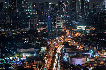 曼谷市容 曼谷市中心商业区的夜景 美丽的暮色赋予城市现代风格摩天大楼旅行建筑学市中心办公室地标天空首都全景景观图片