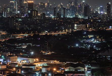 曼谷市容 曼谷市中心商业区的夜景 美丽的暮色赋予城市现代风格旅游街道景观商业天空天际办公室首都建筑学旅行图片