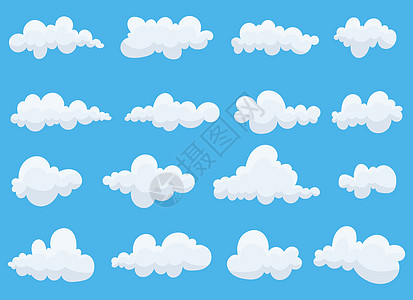 蓝色背景上孤立的云集矢量设计插图图片
