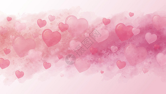 爱的概念和情人节背景设计的心和水彩画笔矢量它制作图案图片