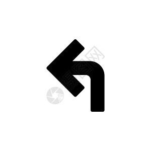 向左箭头矢量字形图标 导航标志下载左转曲线路标光标插图指针黑色背景图片