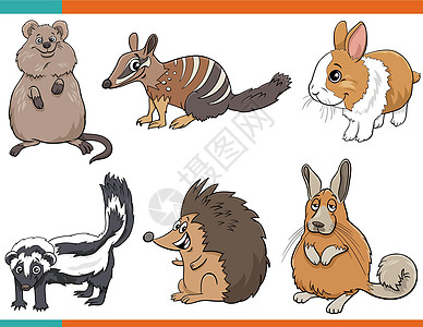 卡通搞笑动物漫画人物 se荒野兔子朋友短尾野生动物插图收藏绘画友谊食蚁兽图片