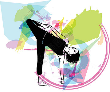 美丽的运动适合瑜伽女人练习瑜伽温泉绘画涂鸦冥想活动健身房平衡训练女士身体图片