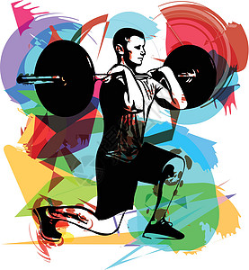 在健身房用杠铃进行举重锻炼重量运动交叉腹肌娱乐男人健身运动员哑铃闲暇图片