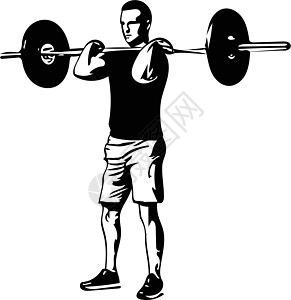在健身房用杠铃进行举重锻炼身体哑铃健身肌肉运动男性腹肌闲暇竞技男人图片