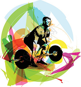 在健身房用杠铃进行举重锻炼训练男人运动员活动娱乐腹肌肌肉健身男性哑铃图片
