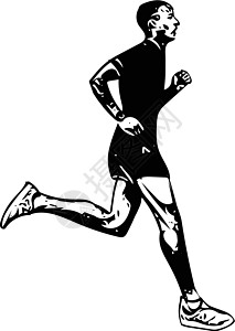 奔跑的人剪影图男人插图健身房短跑训练草图绘画行动跑步艺术图片