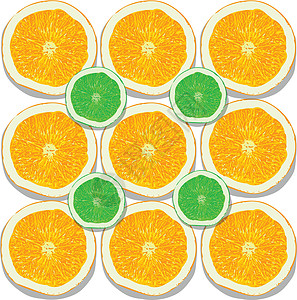 白色背景上的柠檬和橙片饮食营养热带水果橙子团体草图食物圆圈果汁图片