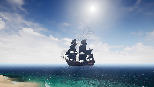 海上漂亮的海盗船 3D发货图片