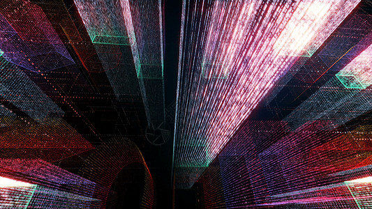 飞越电信互联网网络中的数字霓虹城  3D渲染天空蓝图活力街道建筑物建筑学电脑网格景观城市图片