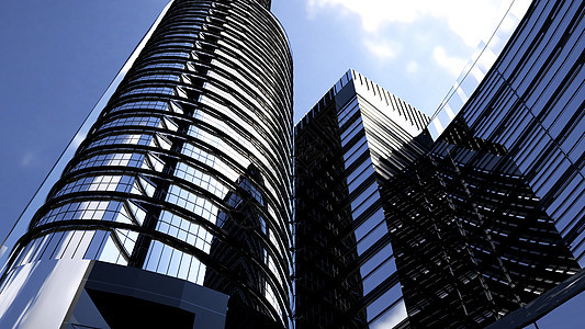 蓝天的商业建筑摩天大楼 摩天大楼和现代建筑  3D渲染建筑物窗户建筑学办公室市中心玻璃工作景观金融太阳图片
