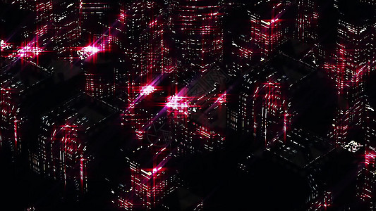 红色夜间城市的夜幕 三维地标交通活力运输直升机天线旅行生活商业渲染图片