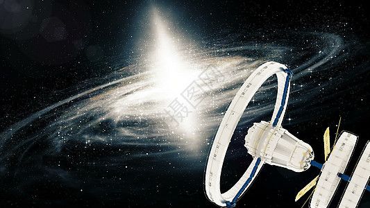 银河空间站环绕银河系统飞行发射太空人轨道车站太阳星云航班空间站飞行器货物图片