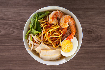 华人在马来西亚和新加坡流行的一流风味小贩街道辣椒海梅对虾盘子肉汤美食食物香料图片