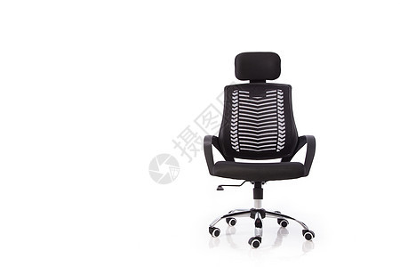 带有黑色后垫 黑色座位和把手的坐椅 在白色背景上隔离奢华办公家具皮革车轮椅子家具工作经理办公室扶手椅图片