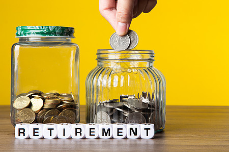 为退休计划节省资金货币储蓄投资预算情况概念基金金融时间保险图片