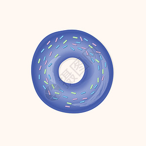 与蓝色结冰和孤立在白色背景上的五彩粉末的甜甜圈 3d 逼真的食物图标 邀请函 海报 卡片 横幅的现代设计模板 现实的矢量图孩子们图片