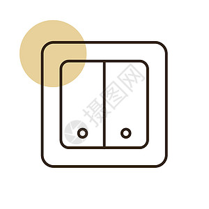 电气开关两个按钮矢量平面 ico插图活力家庭标识发射房间力量房子正方形图片
