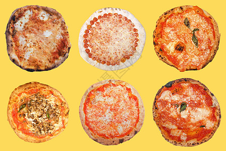 玛格莉塔比萨饼烘烤食品背景饮食拼贴画美食黄色食物营养图片
