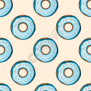 彩色背景上有彩色糖衣和五彩粉末的甜甜圈 3d 逼真的食物无缝模式 邀请函 海报 卡片 织物 纺织品的模板设计 现实的矢量图图片