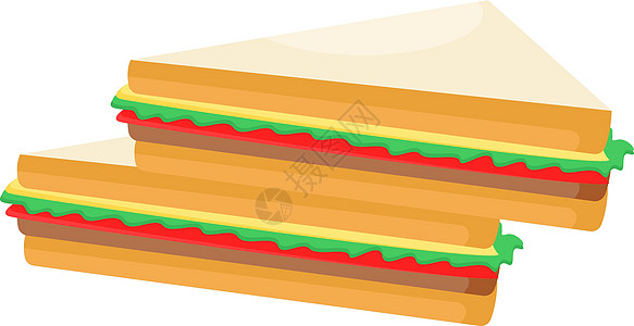 三角三明治 插图 白色背景的矢量图片