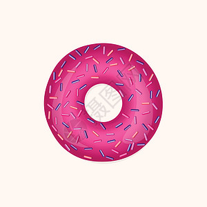 与颜色糖衣和孤立在白色背景上的五彩粉末的甜甜圈  3d 逼真的食物图标 模板邀请海报卡织物的现代设计 它制作图案的现实矢量糖果磨图片
