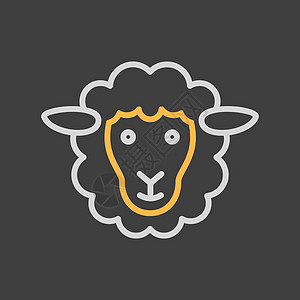 羊矢量平面图标 动物头标志村庄母羊家畜农场哺乳动物农业宠物羊毛野生动物插图图片
