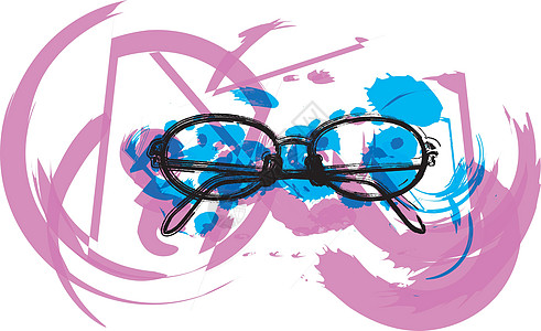 多彩抽象眼镜它制作图案射线教育视力疾病老年太阳镜知识分子艺术眼睛塑料图片