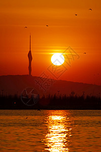 日出和卡姆利卡塔在伊斯坦布尔的周光旅行风景旅游火鸡全景建筑日落天际天空地标图片