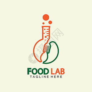 食品实验室标志矢量图标插画设计模板 实验室标志 带勺子和叉子的实验室试管管子化学技术标识厨房玻璃餐厅厨师诊所插图图片