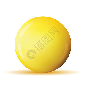 玻璃黄色球或珍贵珍珠 光滑现实球 3D抽象矢量插图在白色背景上突出显示 带阴影的大金属泡泡网络艺术水晶圆圈蓝色塑料按钮反射液体气图片