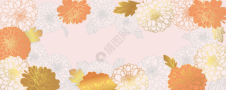 与菊花的豪华金花卉墙纸设计图片