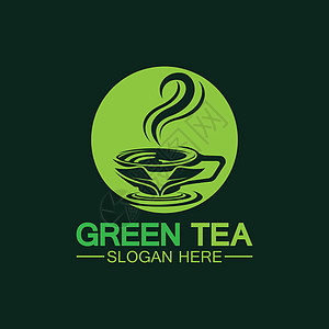 茶杯标志矢量设计 绿茶矢量标志模板茶壶艺术菜单插图叶子徽章草本植物包装饮料食物图片